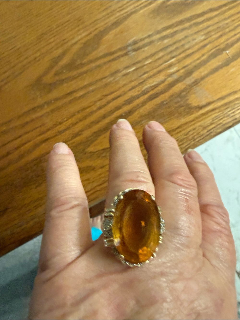 14k Gold Citrine Diamond Ring Size 7.5 Large Gemstone Statement Luxury - Picture 10 of 16